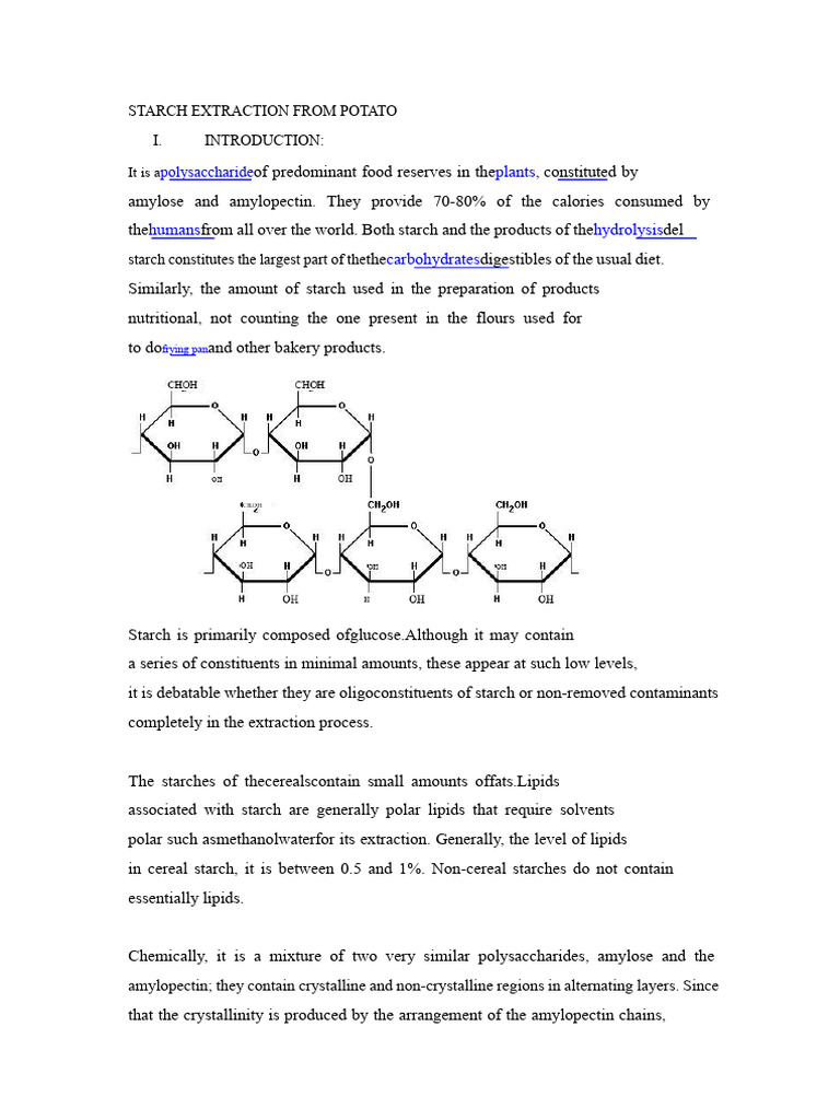 Starch Extraction From Potato | PDF | Starch | Cereals