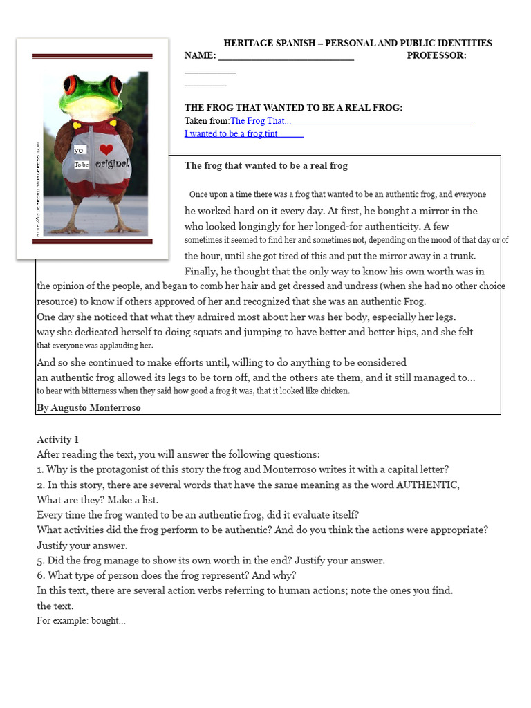 The Frog's Quest for Authenticity | PDF