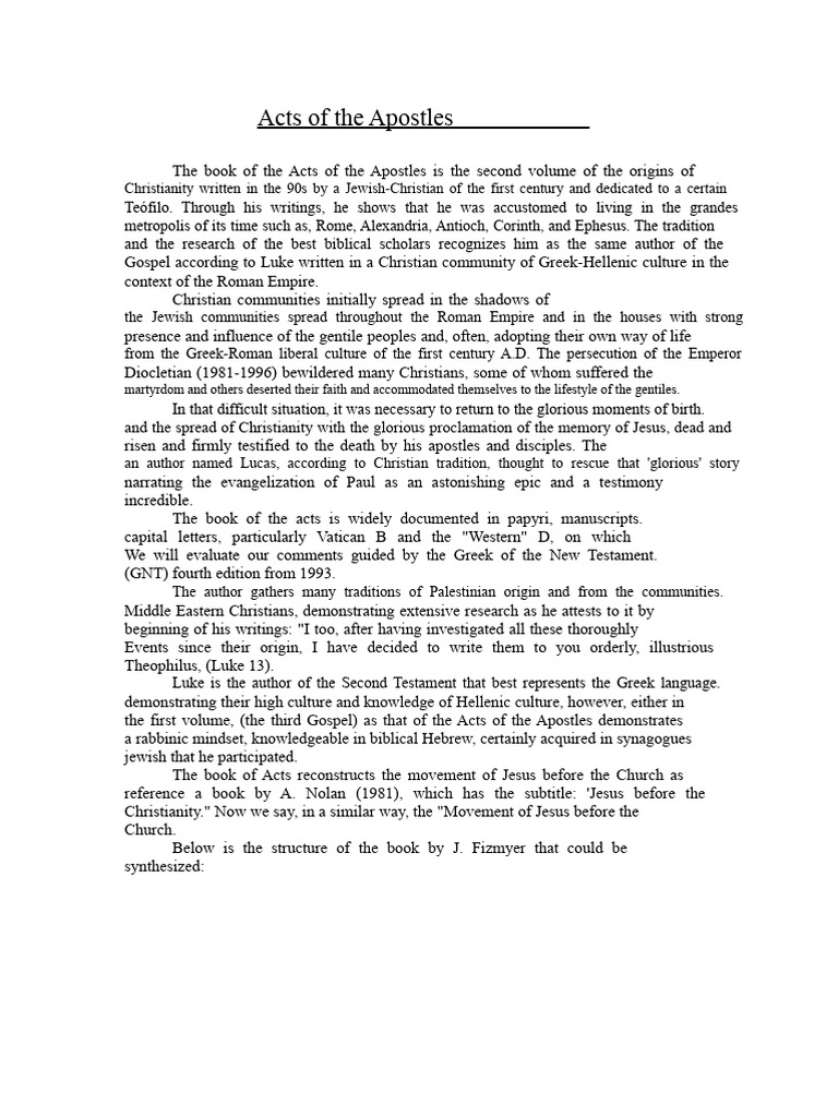 Overview of Acts of the Apostles | PDF | Jesus | Acts Of The Apostles