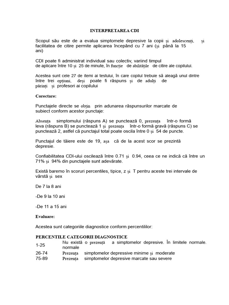 Interpretarea CDI | PDF