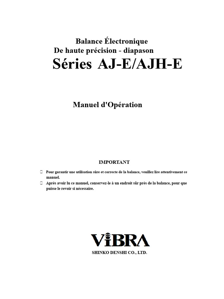 Manuel d'utilisation Balance Électronique AJ | PDF | Calibrage ...