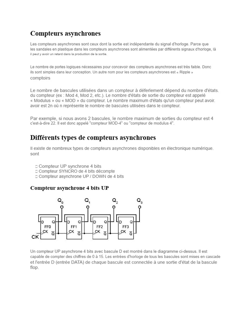 Compteurs asynchrones : fonctionnement et types | PDF | Programmation ...