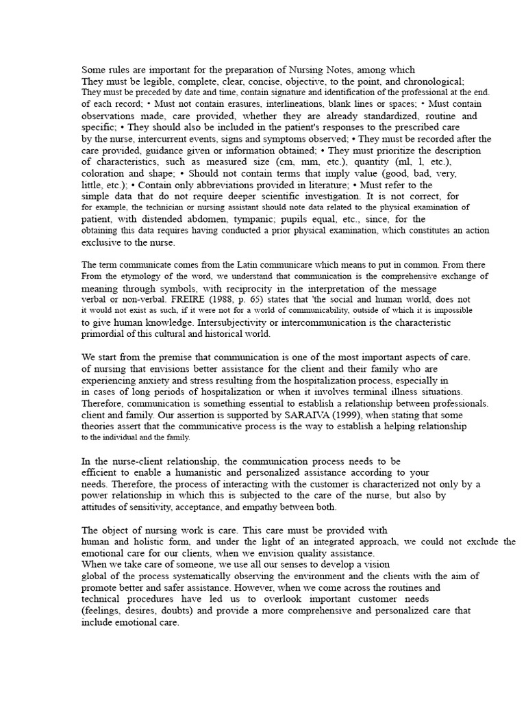 Essential Guidelines for Nursing Notes | PDF | Communication | Surgery