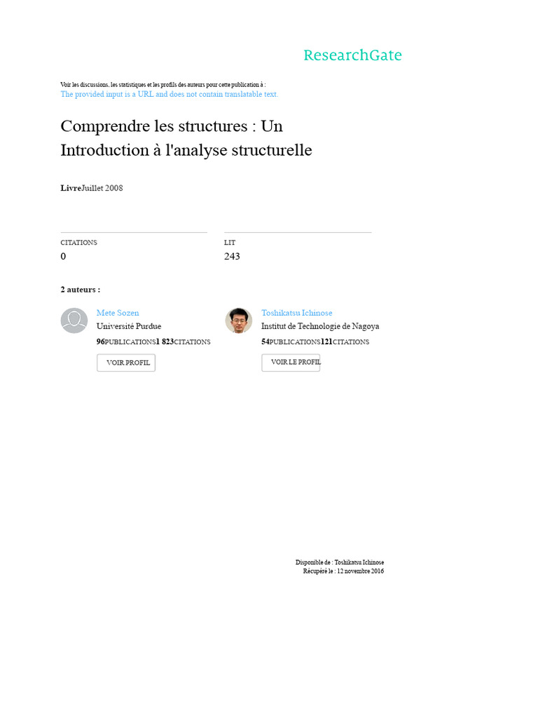 Introduction à l'analyse structurelle | PDF | Calcul des structures et ...