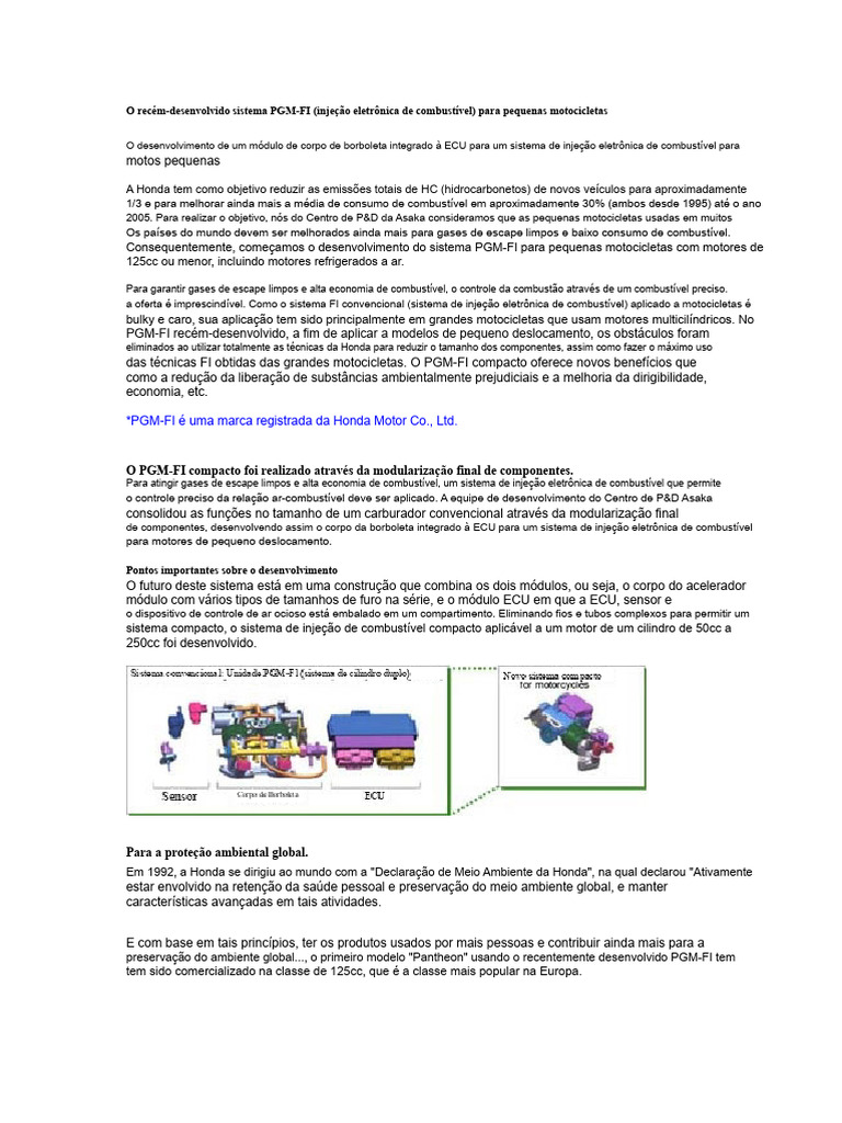 Honda Pgmfi | PDF | Motores | Injeção eletrônica