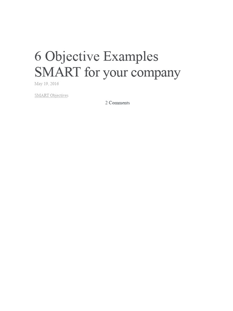 6 SMART Objective Examples for Businesses | PDF | Goal | Methodology