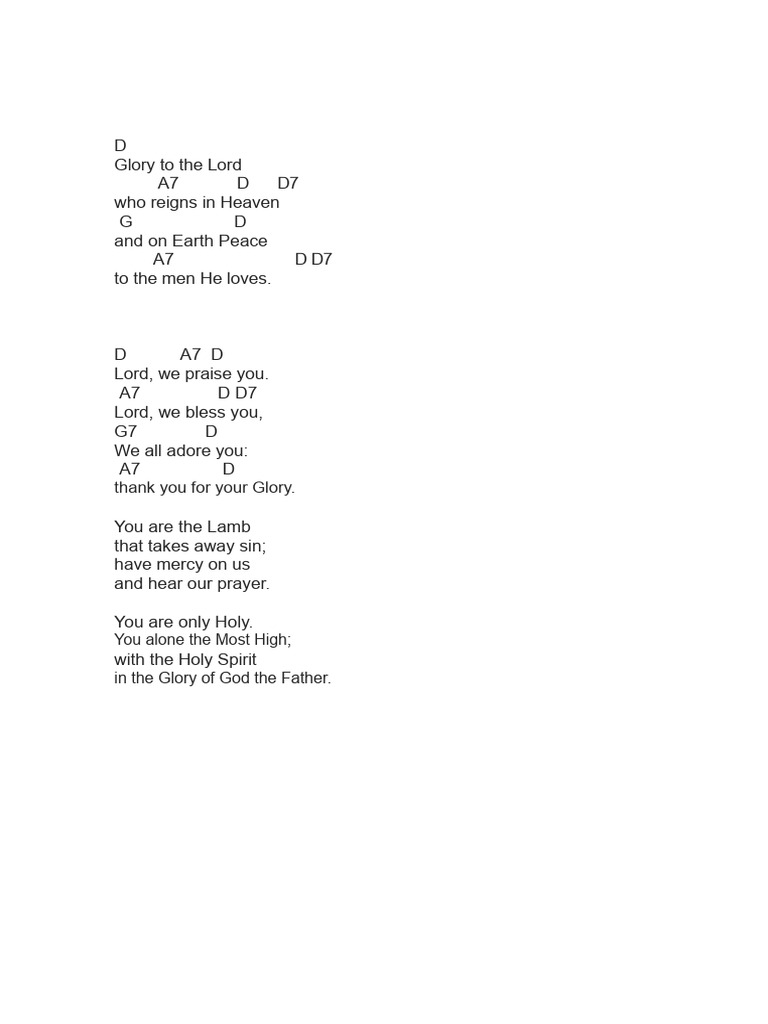 Worship Song: Glory to the Lord | PDF