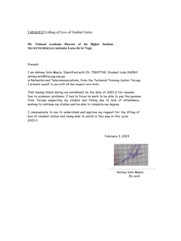 Request For Lifting | PDF
