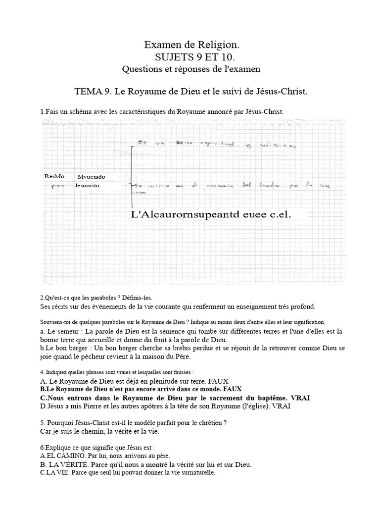 Examen de Religion : Royaume de Dieu et Dignité humaine | PDF | Dieu ...