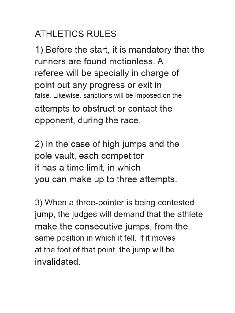 Rules of Athletics | PDF | Track And Field | Individual Sports