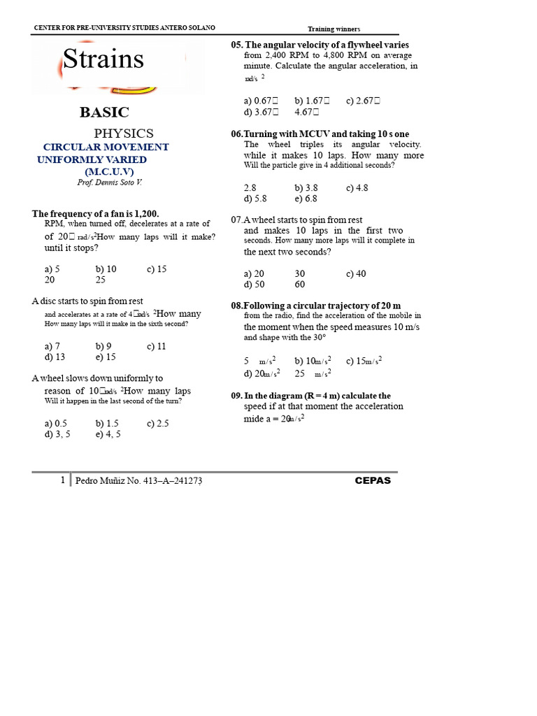 Uniformly Varied Circular Motion (U.v.c.m) | PDF | Acceleration ...