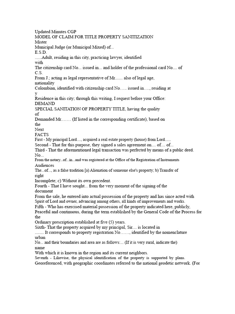Model of Demand For Property Title Sanitation | PDF | Property | Common Law