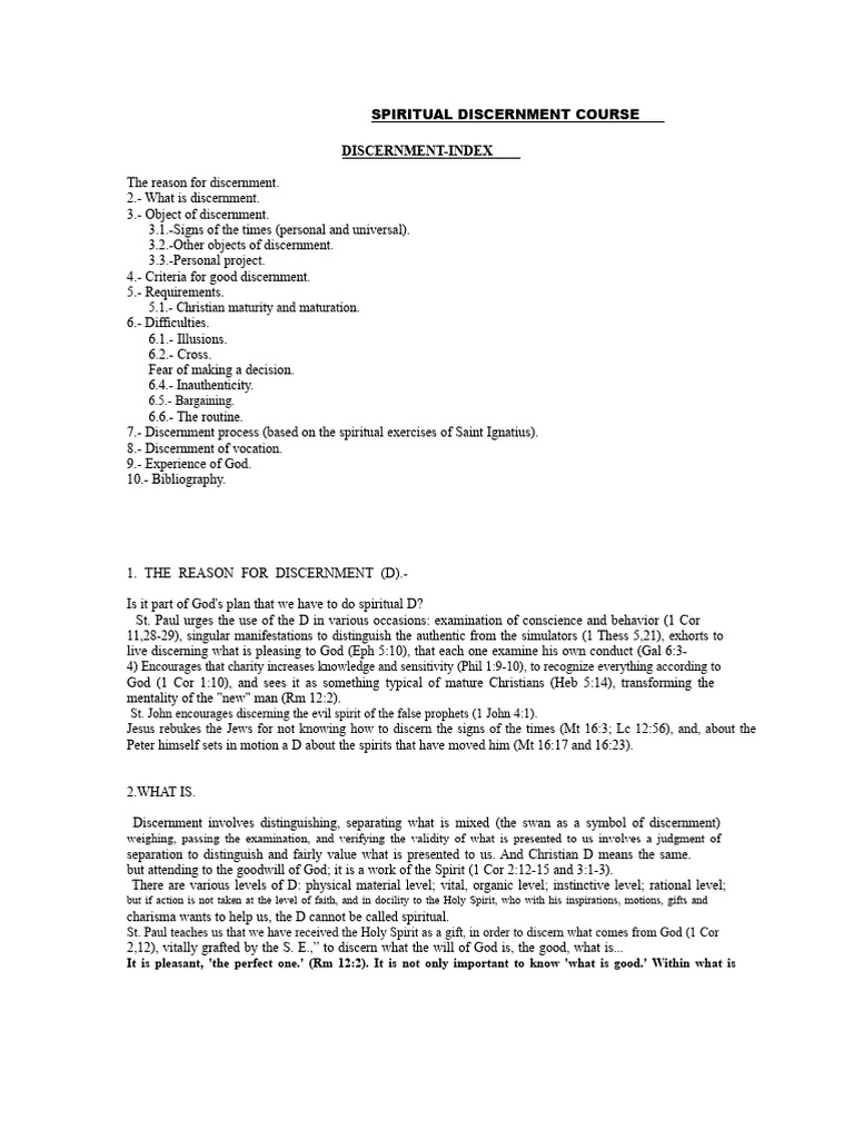 Spiritual Discernment Course Overview | PDF | Jesus | God
