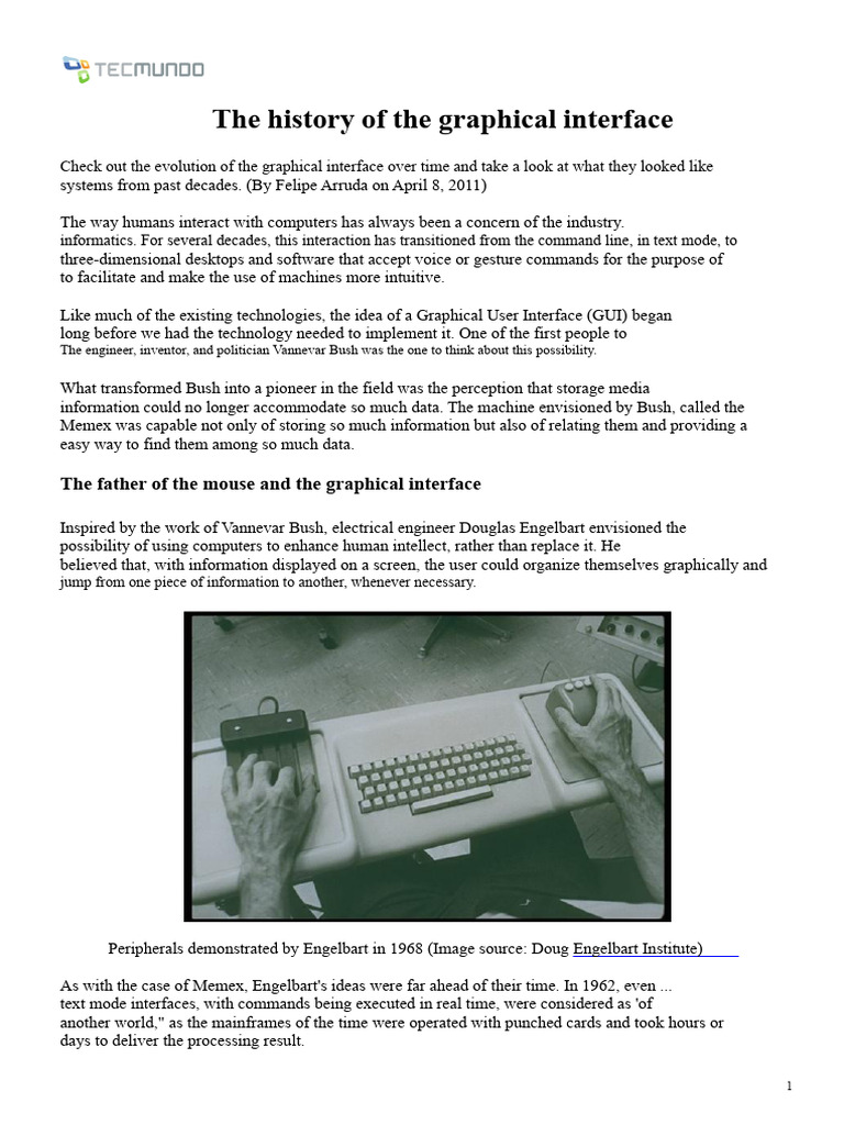 Evolution of Graphical Interfaces | PDF | Graphical User Interfaces ...