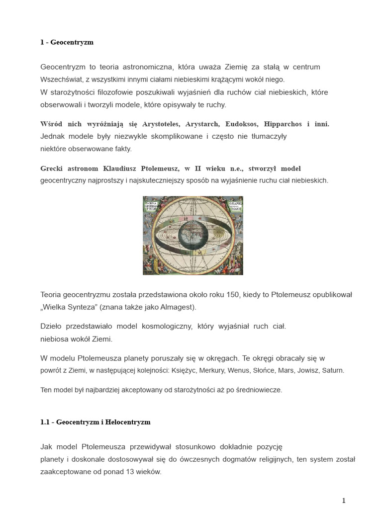 5 - Geocentryzm I Heliocentryzm | PDF