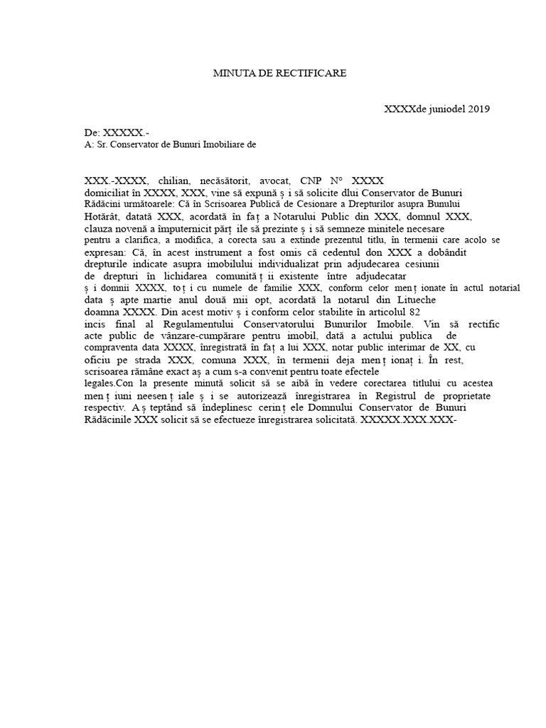 Minuta de Rectificare CBR | PDF