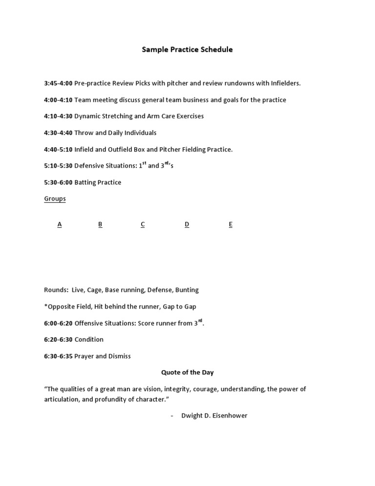 Optimized Baseball Practice Schedule | PDF