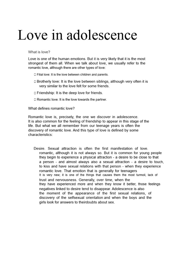 Understanding Romantic Love in Adolescence | PDF | Love | Adolescence