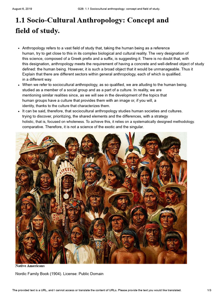 G26 - 1.1 Sociocultural Anthropology - Concept and Scope of Study | PDF ...