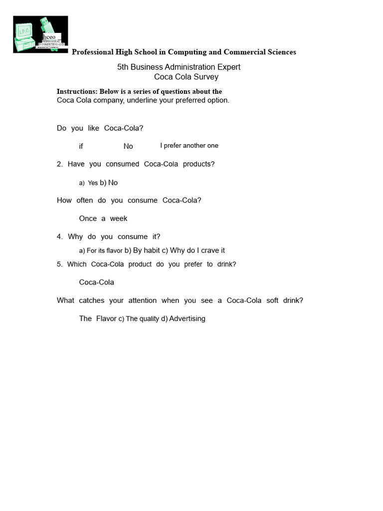 Coca Cola Survey | PDF