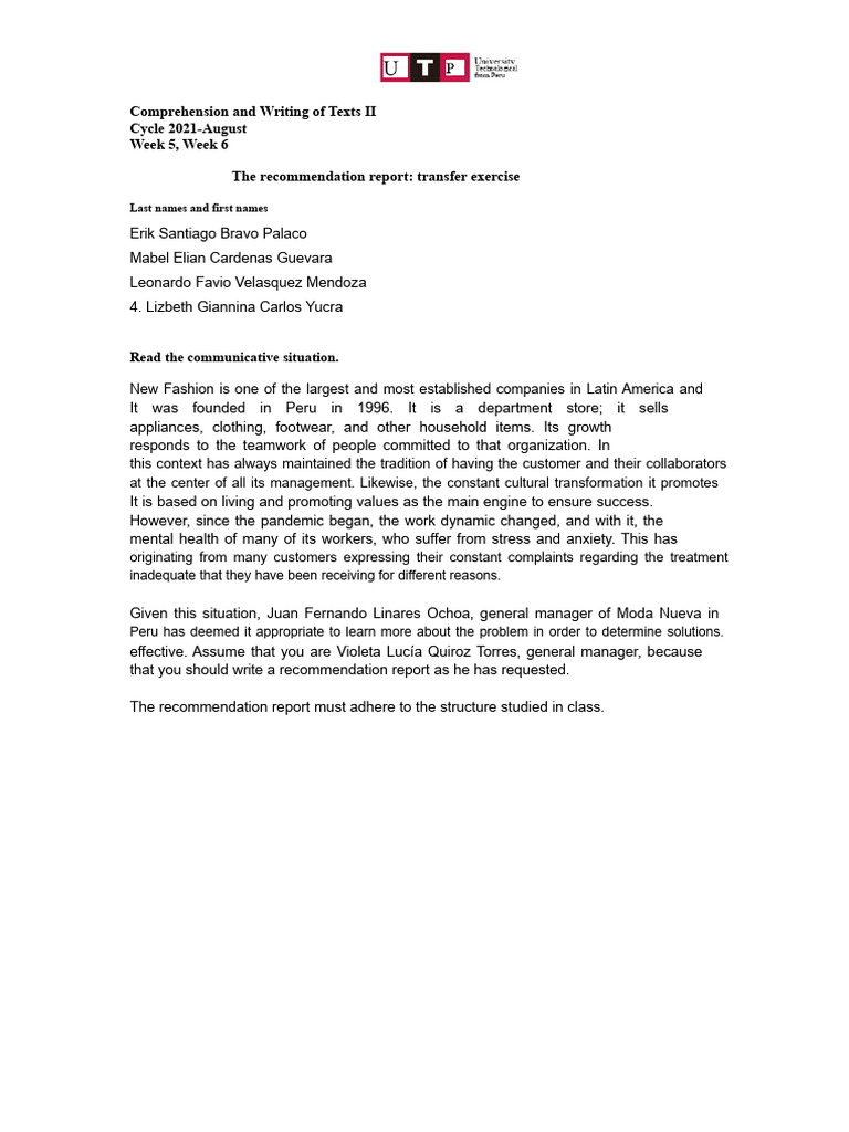 S05. s2 and S06. s1-s2 - The Recommendation Report - Transfer Exercise ...