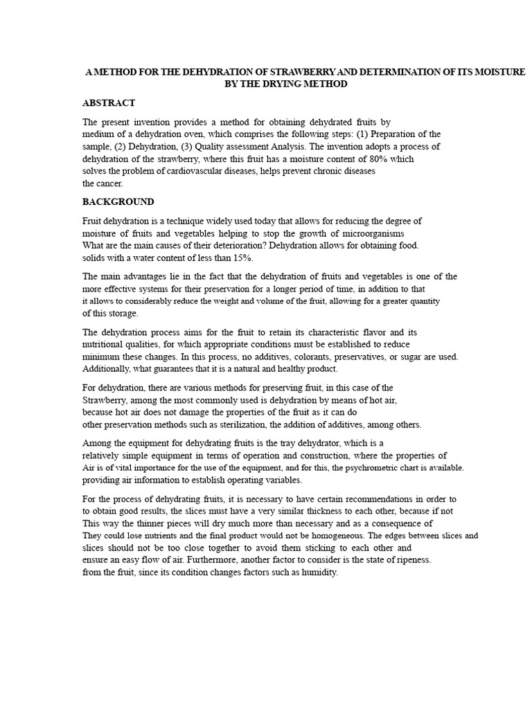 Strawberry Dehydration Method and Moisture Analysis | PDF | Vegetables ...