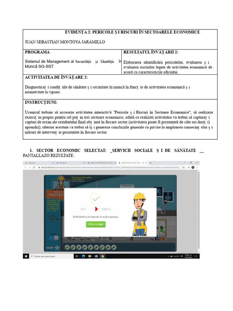 Activitate Interactivă Săptămâna 2 Pericole Și Riscuri În Sectoarele ...