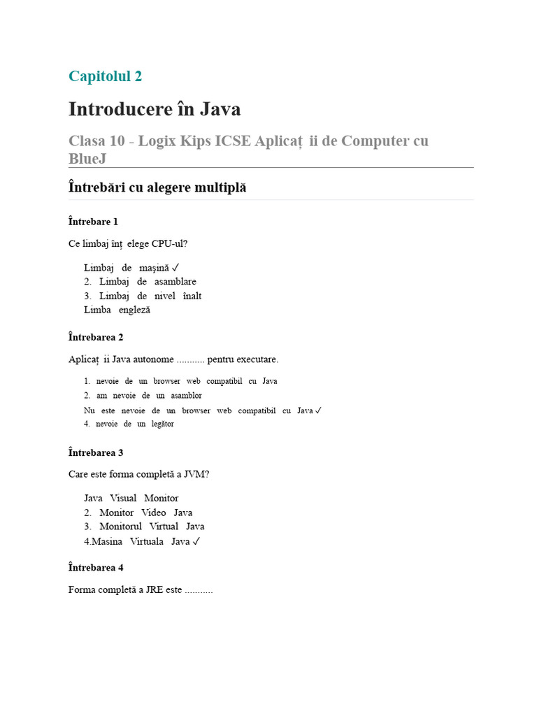 Intro Java Clasa 10 | PDF
