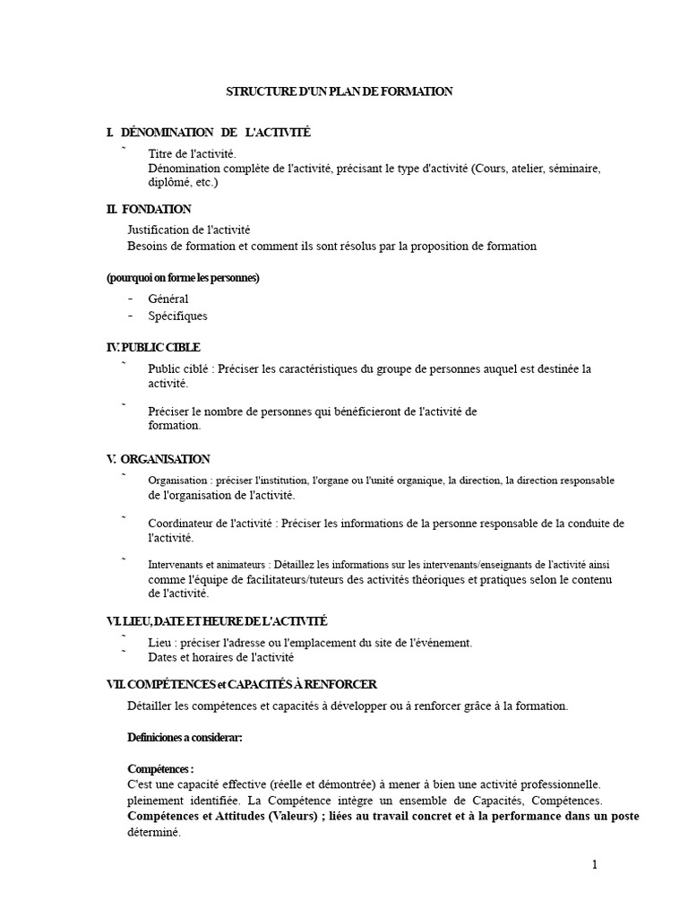 Plan de Formation : Structure et Contenu | PDF | Concept de psychologie ...