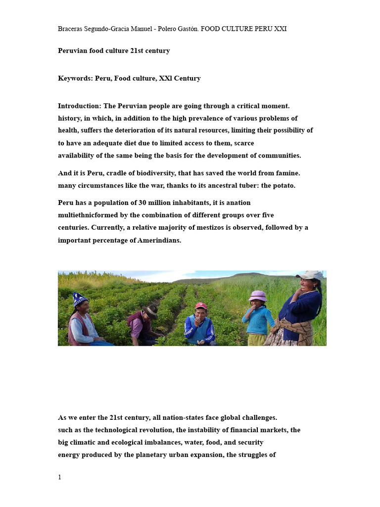 Peruvian Food Culture 21st Century | PDF | Peru | Malnutrition