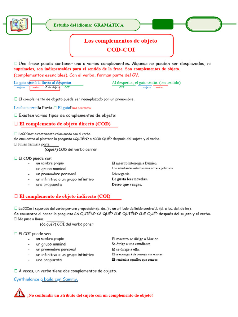 Los Complementos - El Atributo | PDF | Asunto (gramática) | Verbo