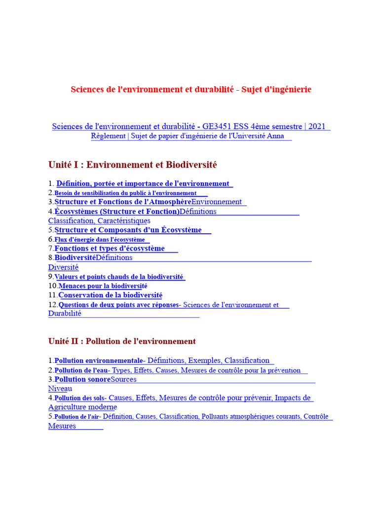 Sciences de L'environnement Et Durabilité | PDF | Environnement naturel ...