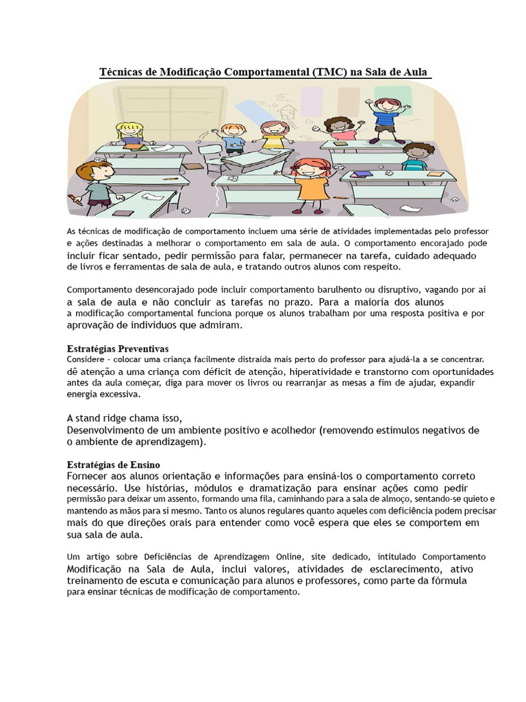 Melhorando o Comportamento dos Alunos | PDF | Transtorno de déficit de ...