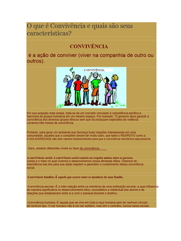 Características da Convivência Social | PDF | Humano | Sociedade