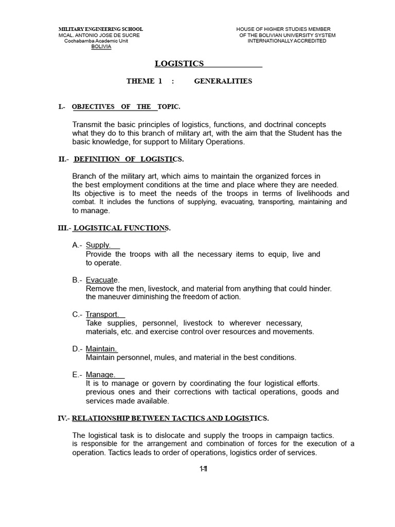 Military Logistics Principles and Services | PDF | Military | Logistics