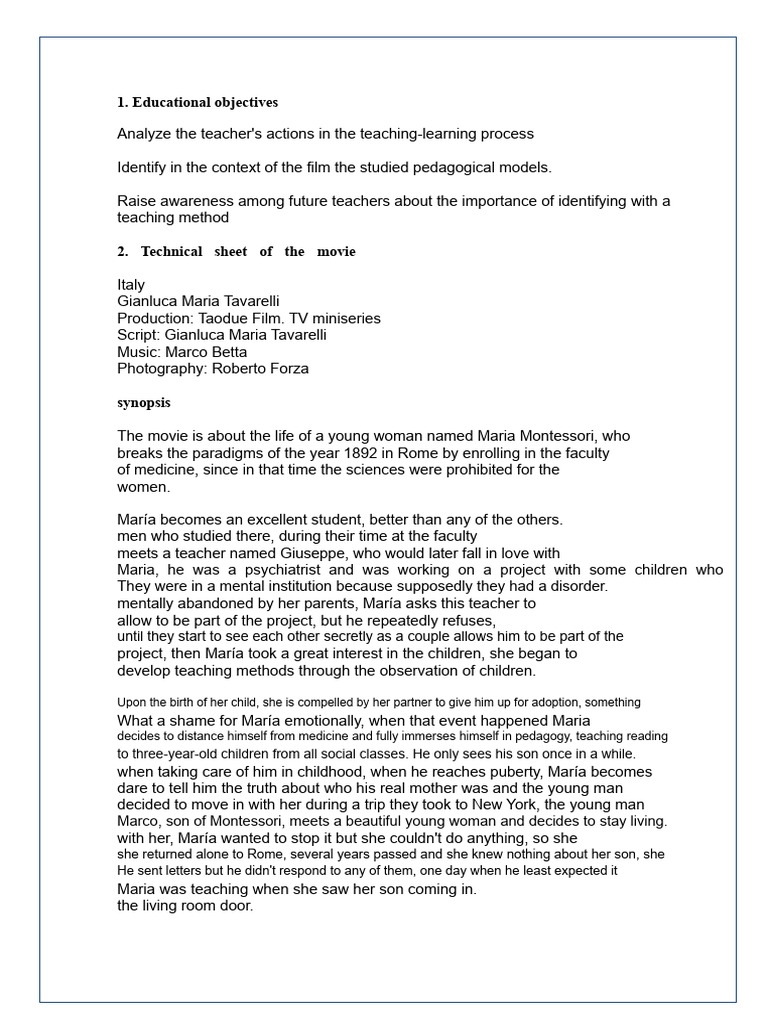 Maria Montessori's Teaching Method Explained | PDF | Montessori ...
