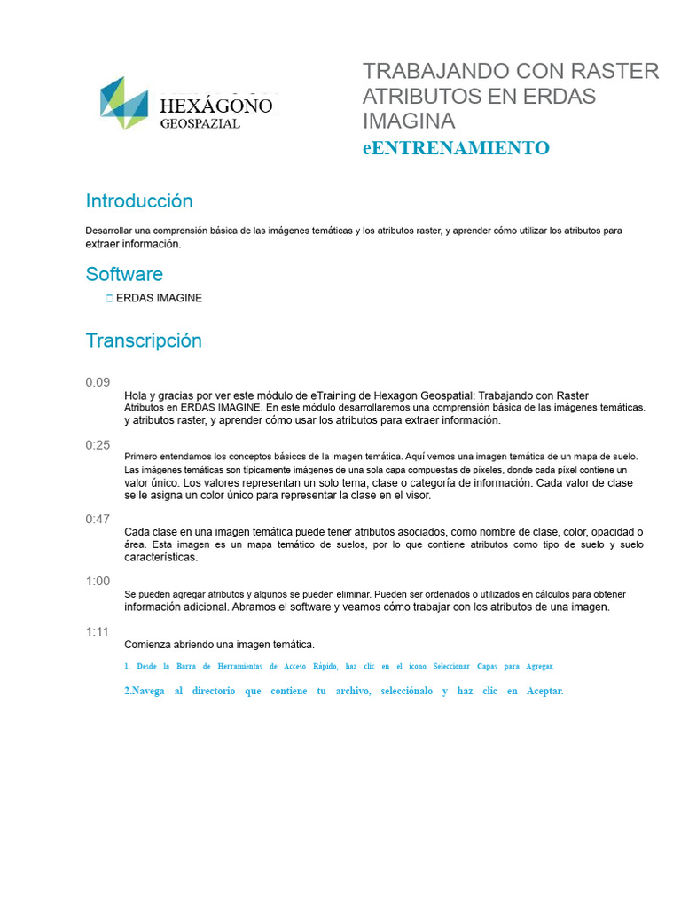 Trabajando Con Atributos Raster en Script de ERDAS IMAGINE | PDF ...