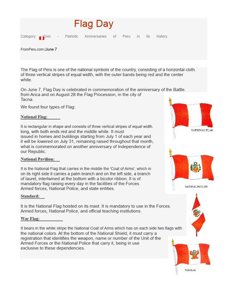 Peru's Flag Day: History and Significance | PDF | Flag | Heraldry