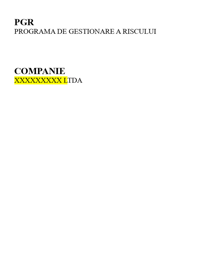 Model de PGR Program de Gestionare A Riscurilor | PDF