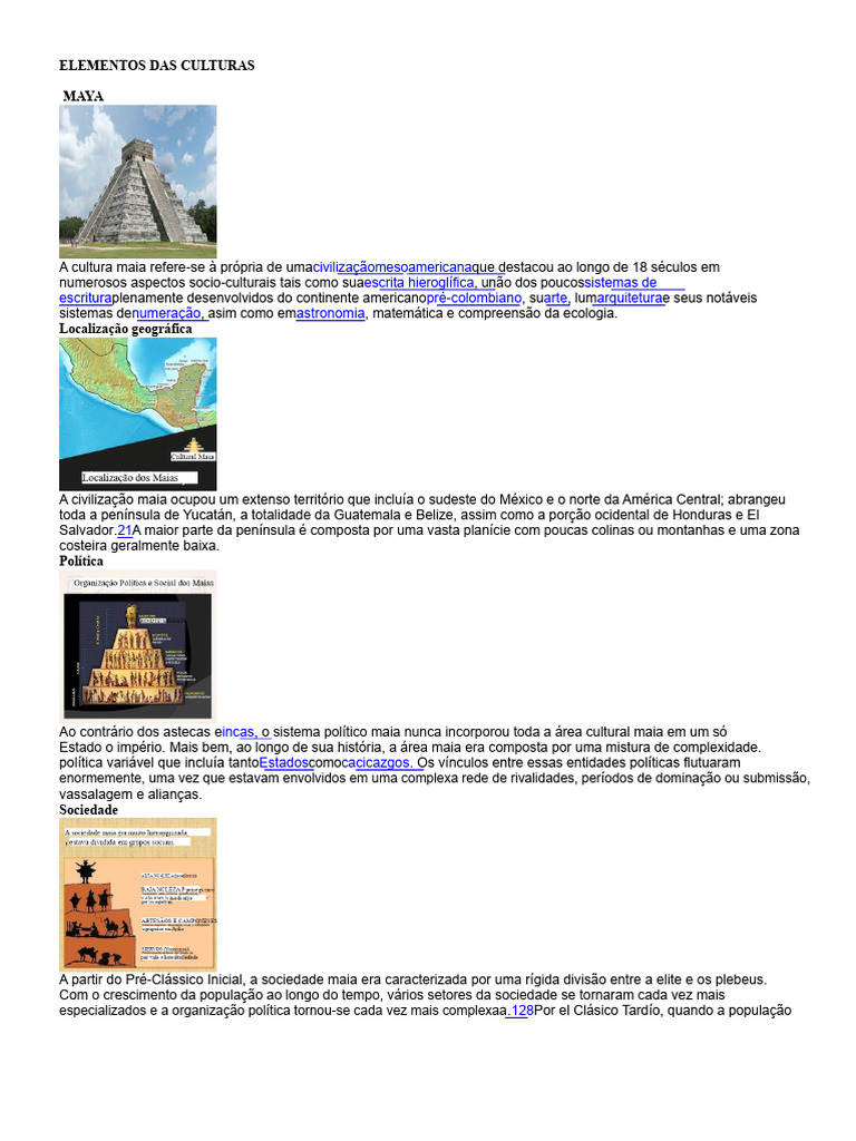 Elementos Da Cultura Maia | PDF | Civilização Maia | Guatemala
