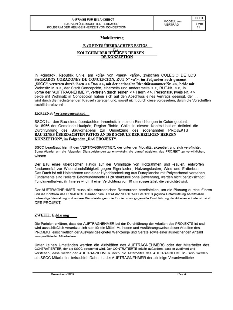 Mustervertrag Für Bauarbeiten | PDF
