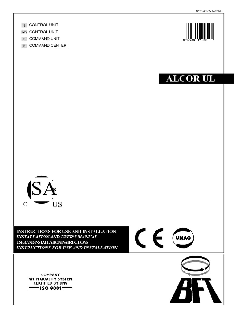 ALCOR UL Control Unit Manual | PDF | Radio | Switch