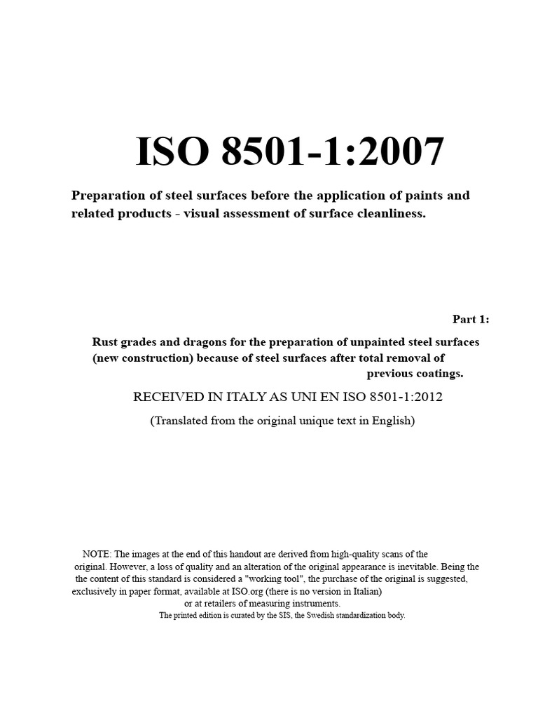 ISO 8501-1:2007 Rust Grades Overview | PDF | Abrasive | Materials