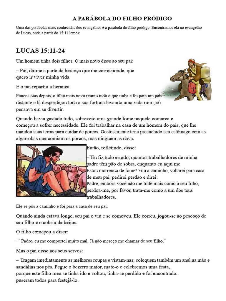 Atividade Infantil: Filho Pródigo | PDF