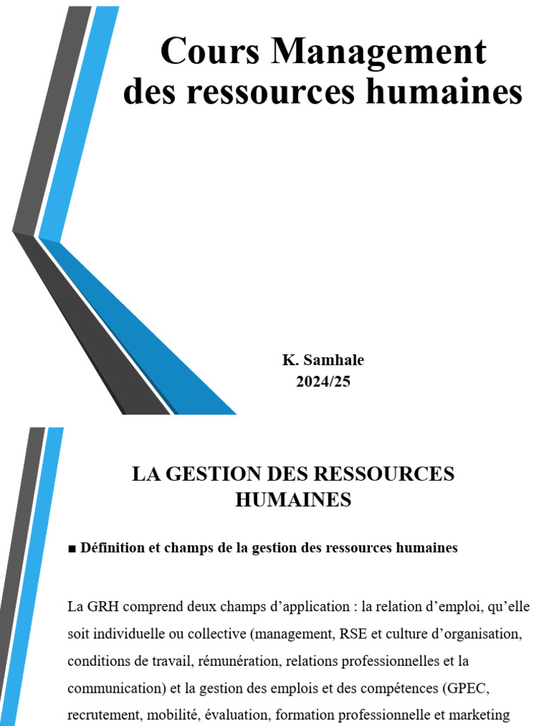 Gestion des Ressources Humaines 2024 | PDF | Gestion des ressources ...