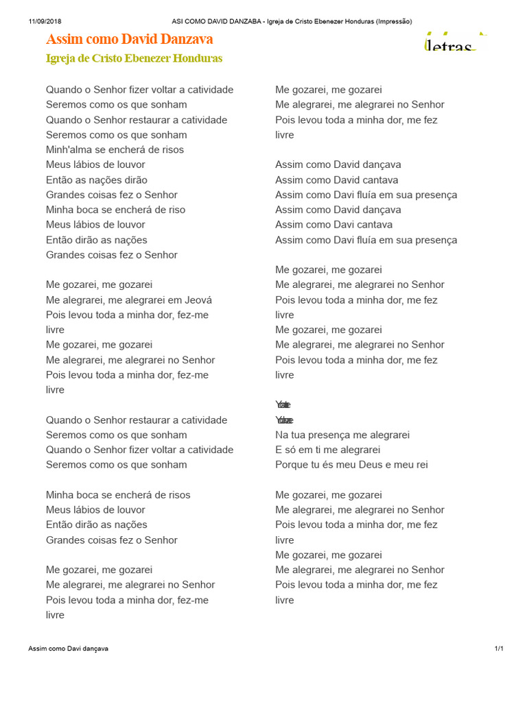 Letra da Música 