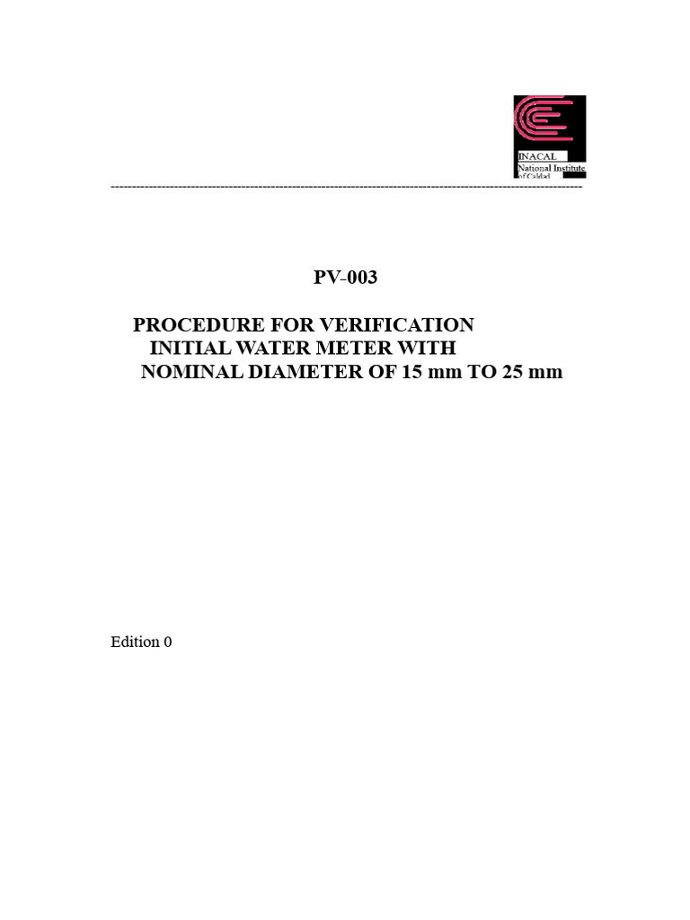 Water Meter Verification Procedure 15-25mm | PDF | Calibration ...