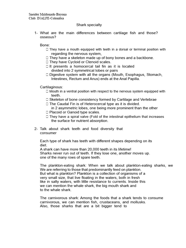 Shark Species and Characteristics Overview | PDF | Sharks | Fish