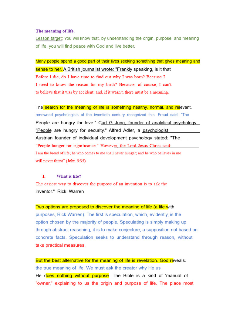 Understanding Life's Purpose and Meaning | PDF | Meaning Of Life | God