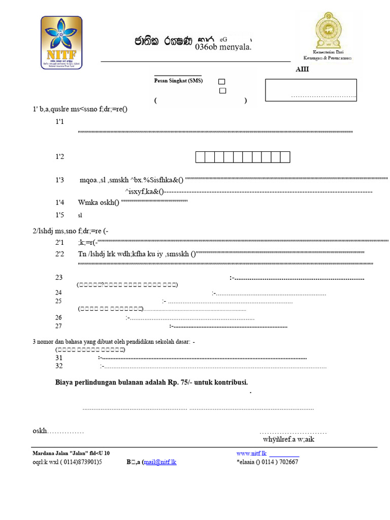 Formulir Aplikasi NITF No-AIII Sinhala | PDF